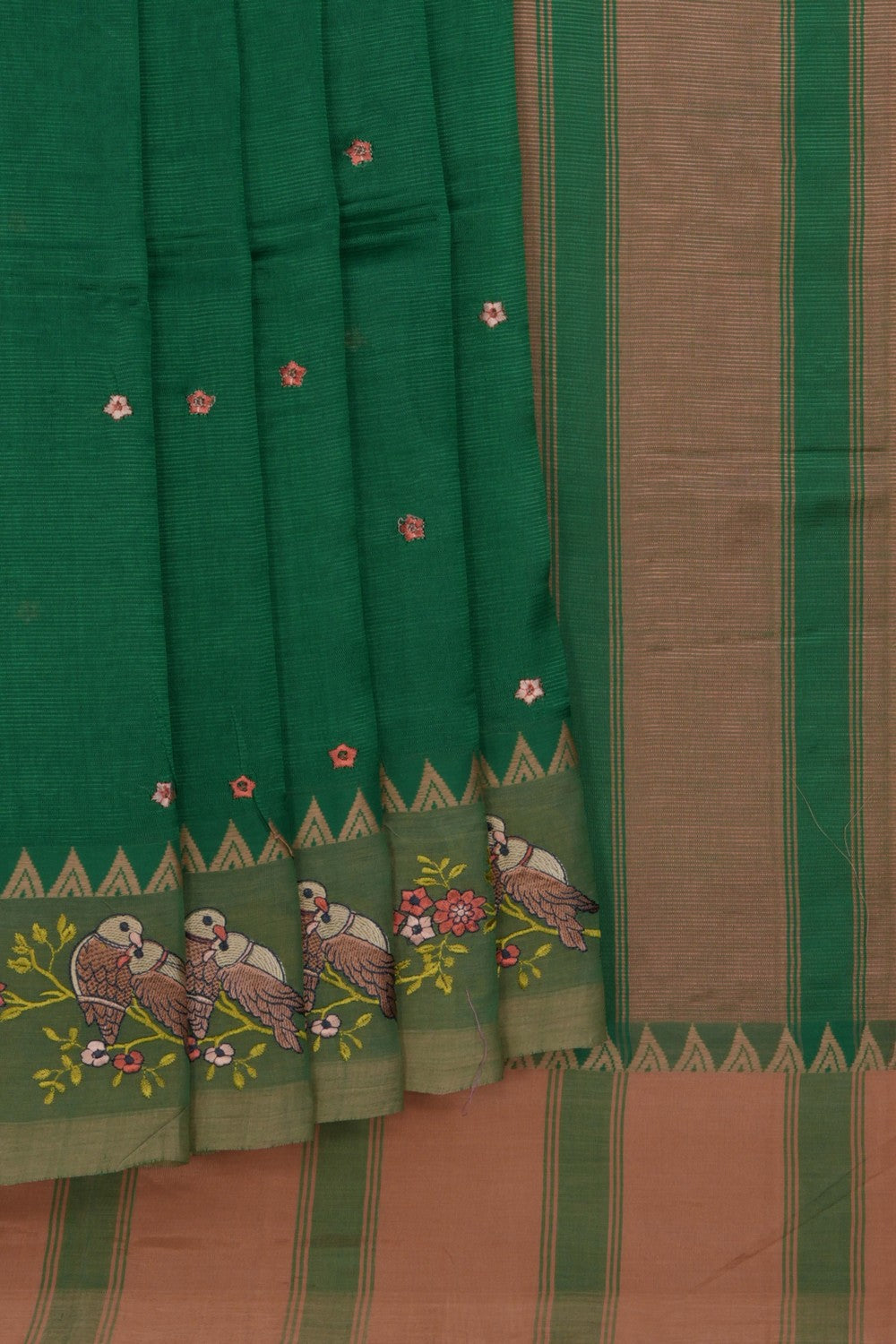 Image of Mangalgiri Silk Green Saree