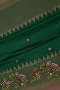 Image of Mangalgiri Silk Green Saree