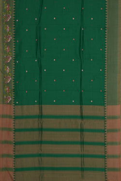 Image of Mangalgiri Silk Green Saree