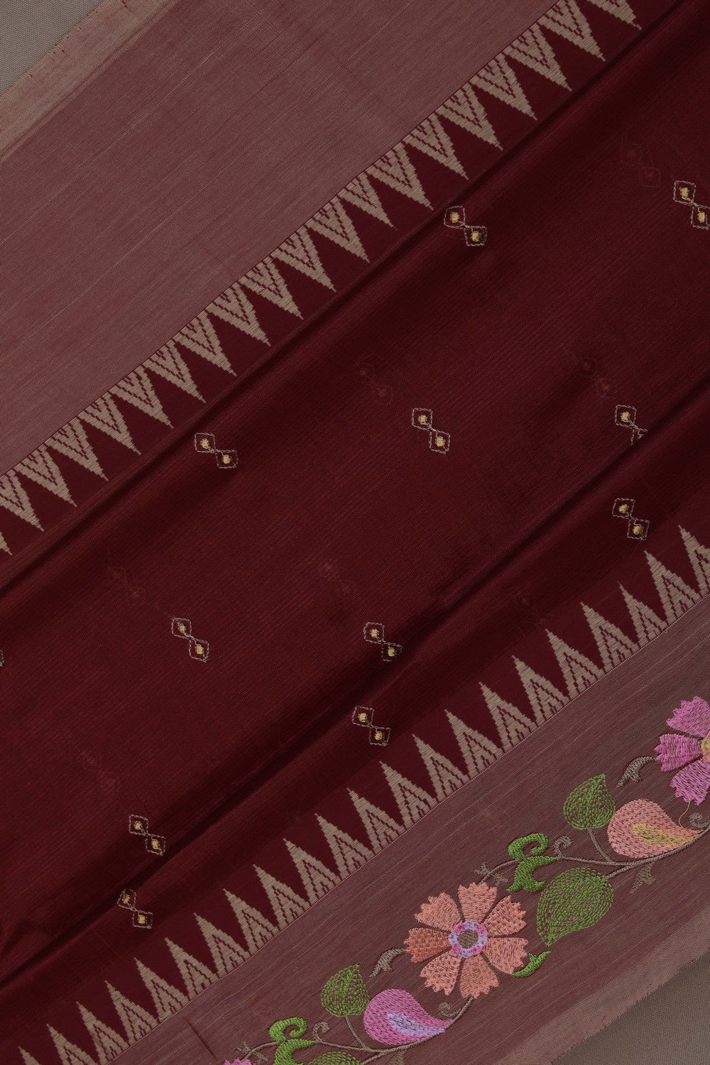 Mangalgiri Silk Maroon Saree