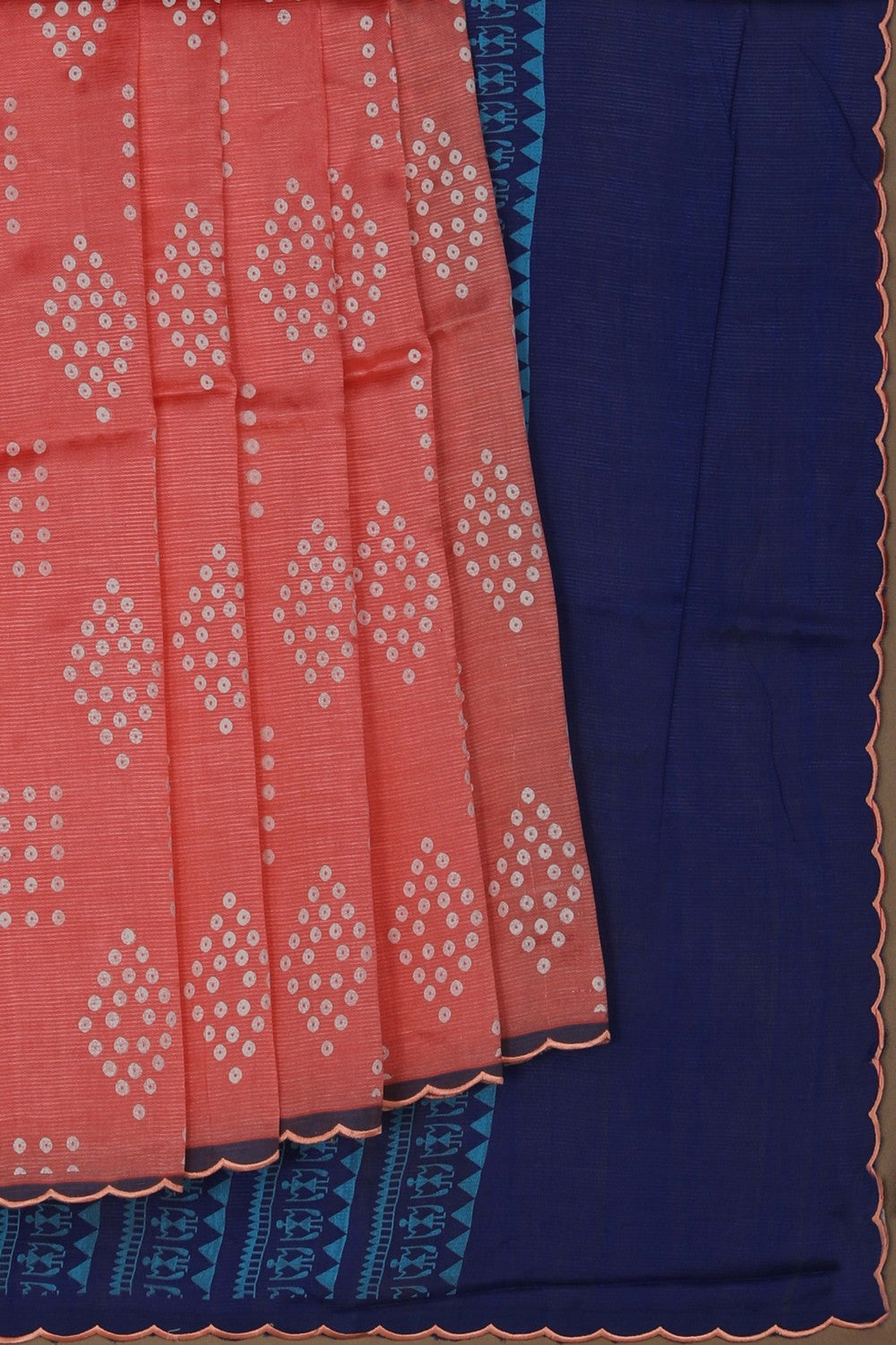 Image of Mangalgiri Silk Peach Saree