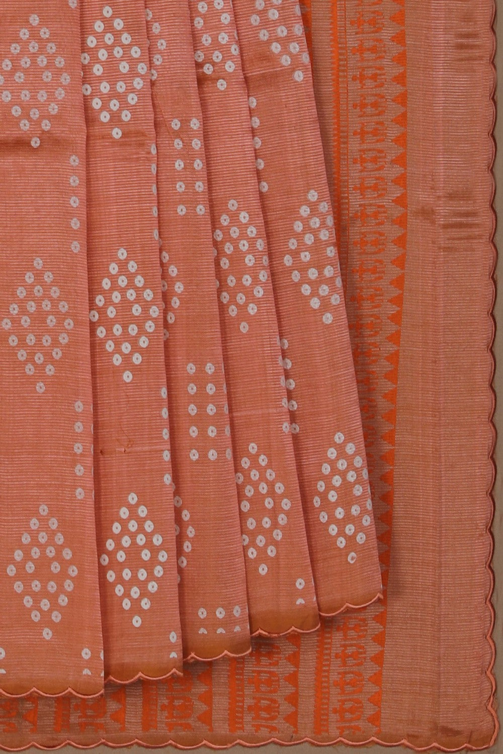 Image of Mangalgiri Silk Peach Saree