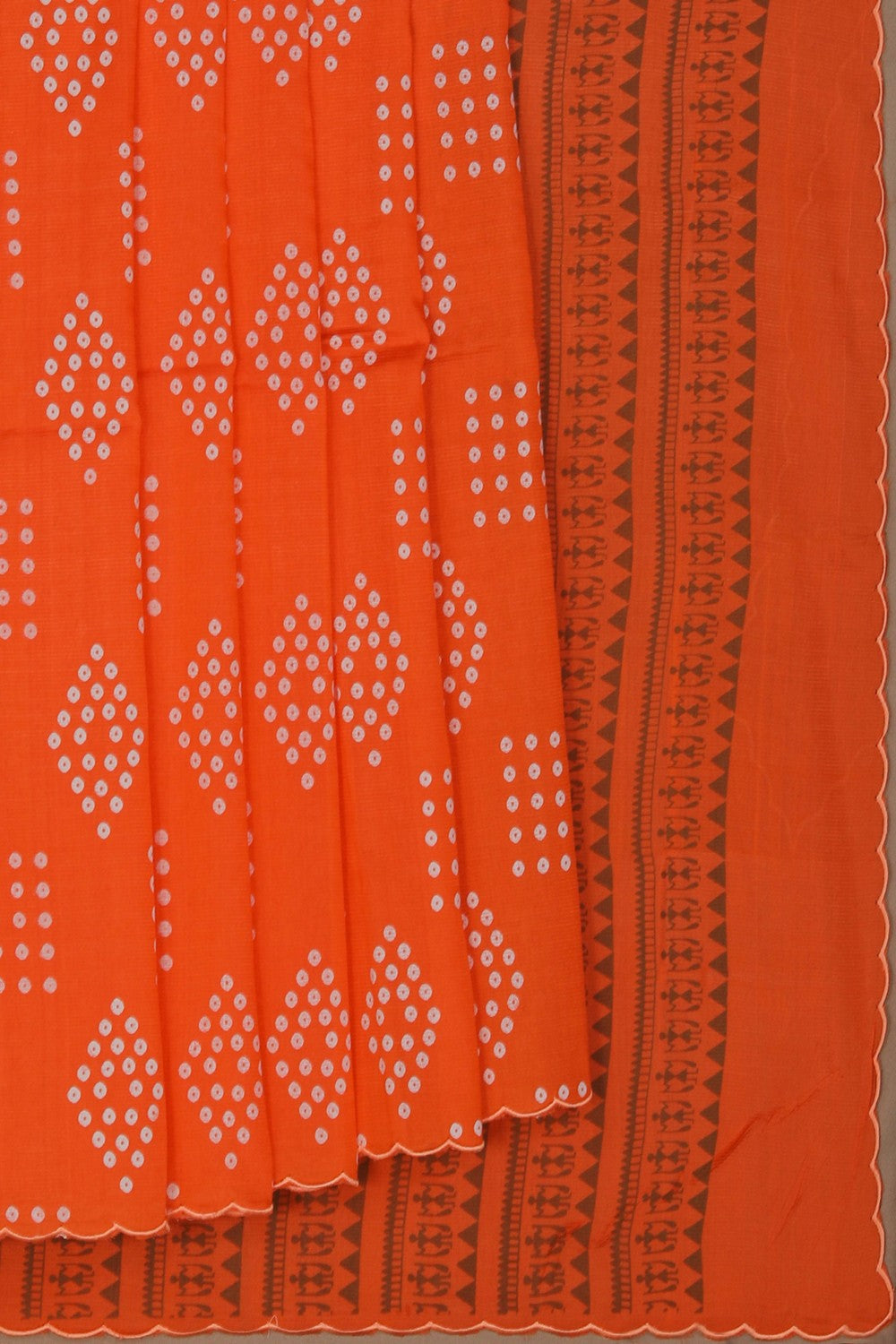Image of Mangalgiri Silk Orange Saree