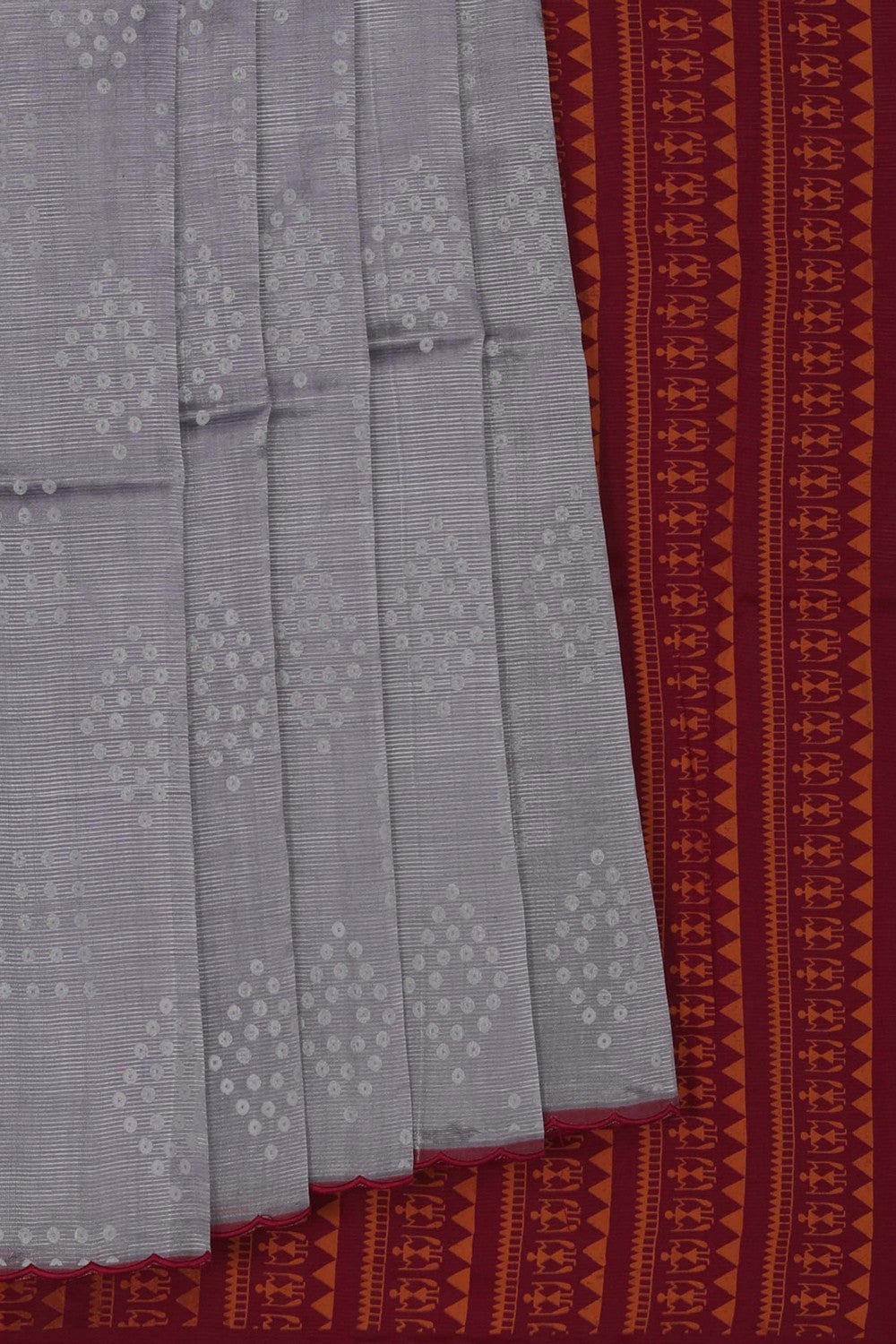 Image of Mangalgiri Silk Grey Saree