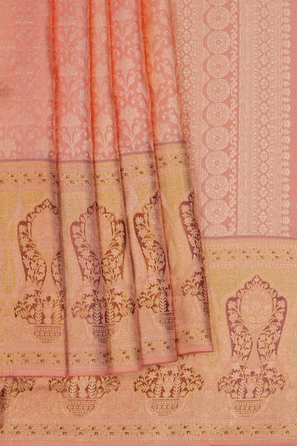 Image of Kanchipattu Brocade Peach Saree