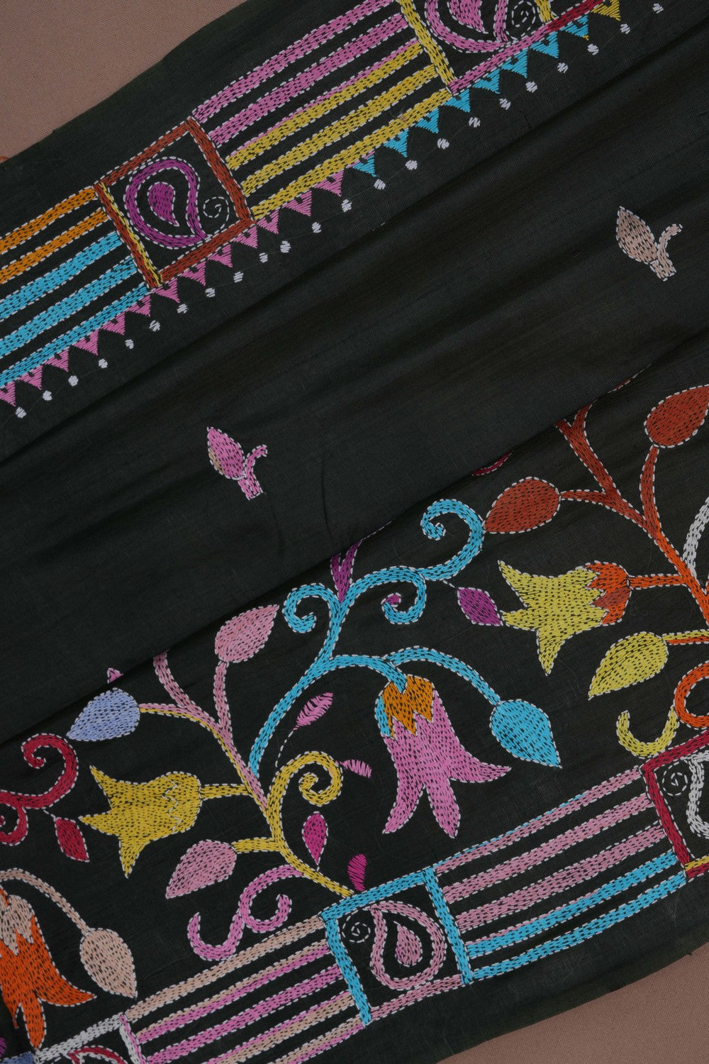 A Tussar Embroidery Saree
