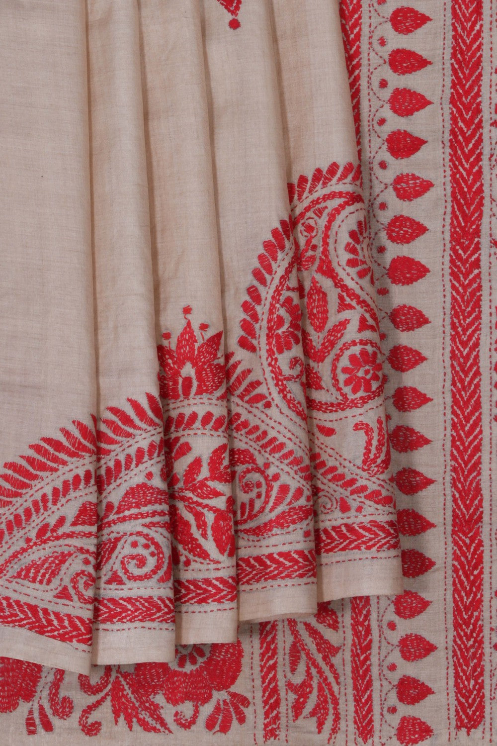 A Tussar Embroidery Saree