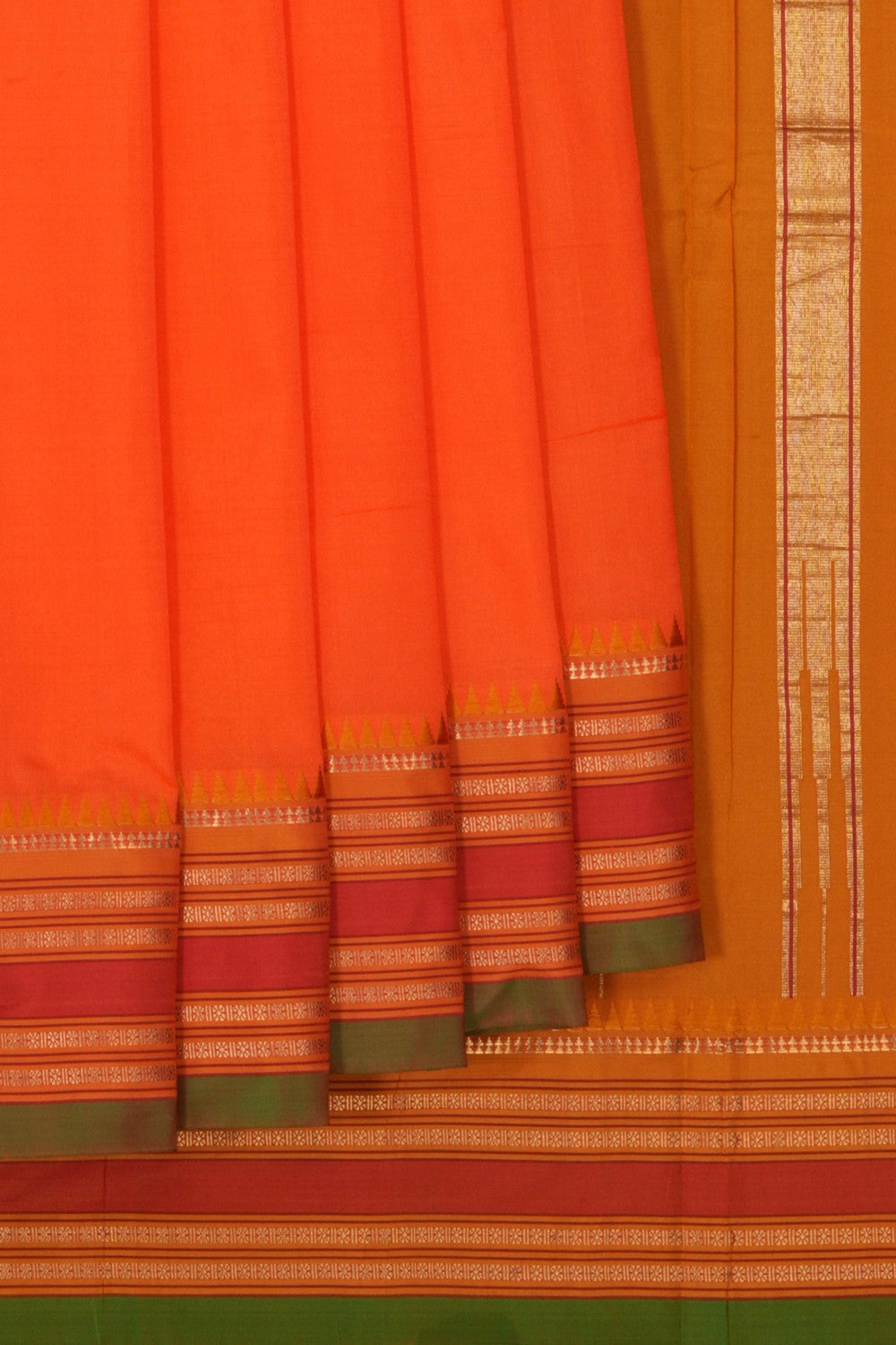 Image of Narayanpet Silk Orange Saree