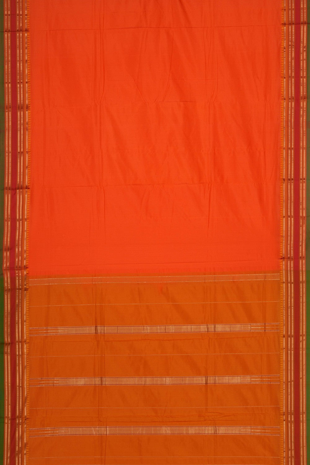 Image of Narayanpet Silk Orange Saree