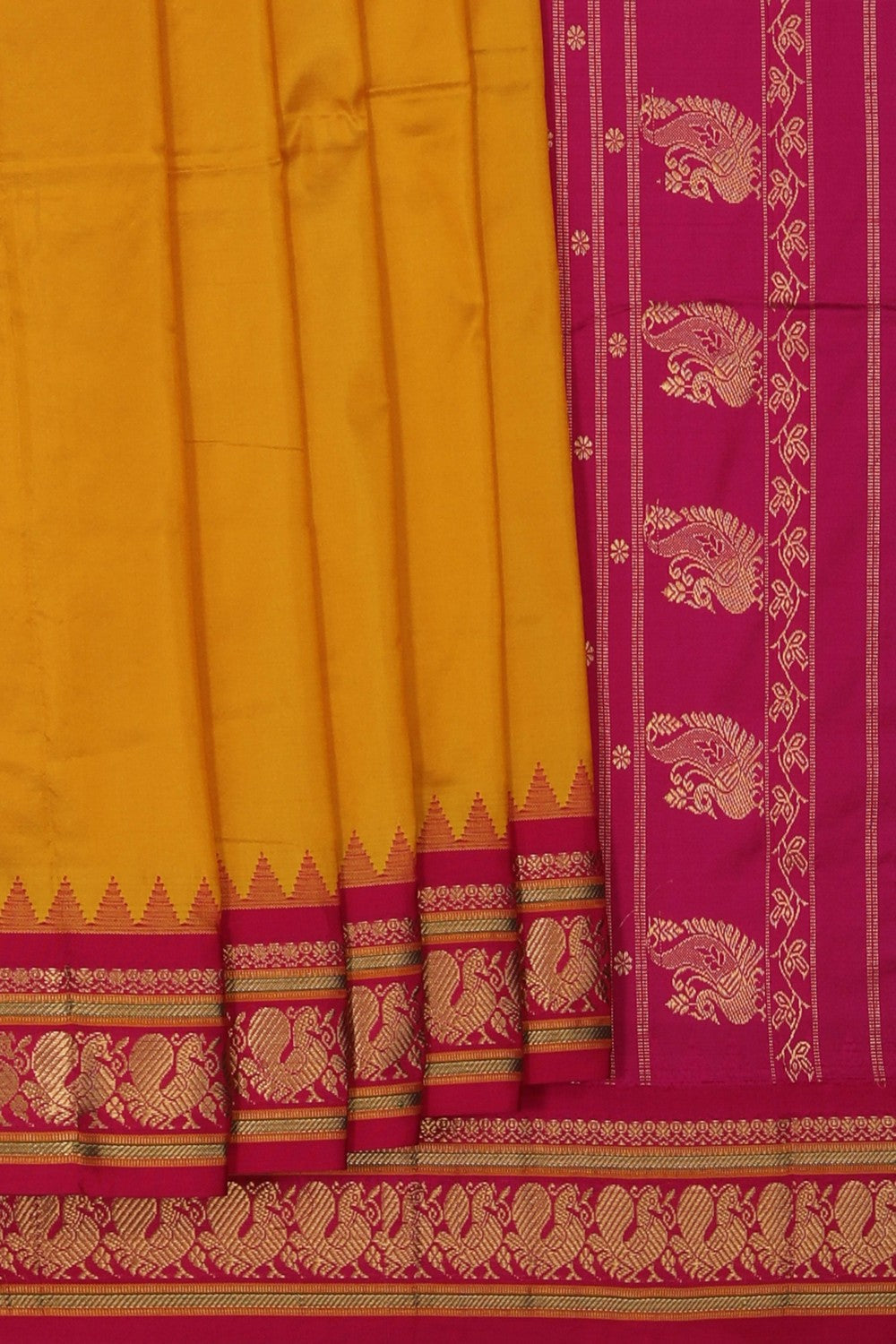 Image of Narayanpet Silk Mustard Saree