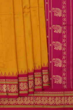Image of Narayanpet Silk Mustard Saree