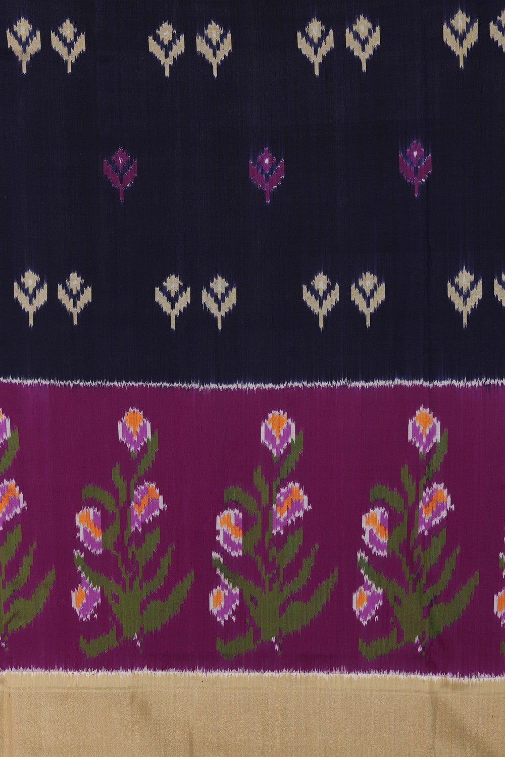 Image of Pochampally Ikat Silk Navy Blue Saree
