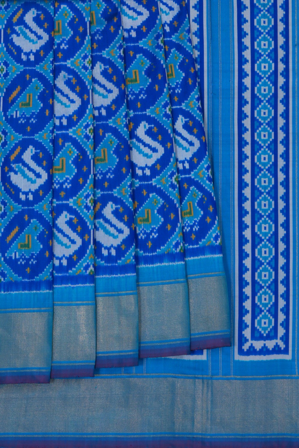 Image of Pochampally Ikat Silk Blue Saree