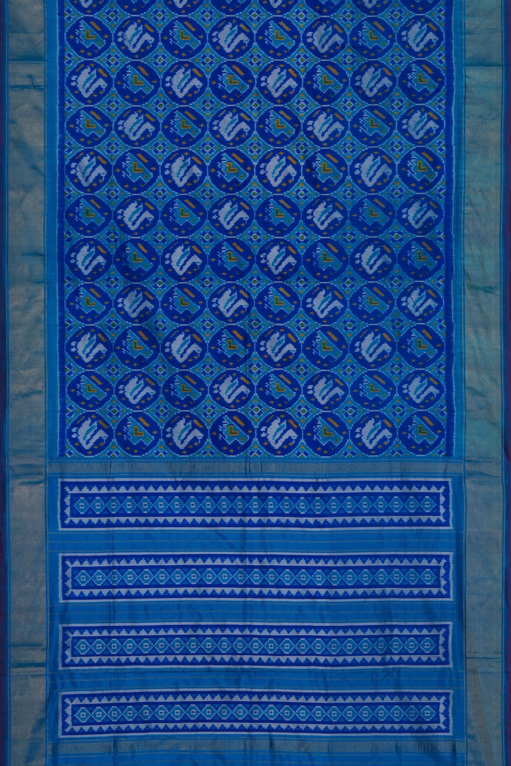 Image of Pochampally Ikat Silk Blue Saree