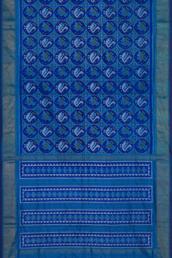 Image of Pochampally Ikat Silk Blue Saree