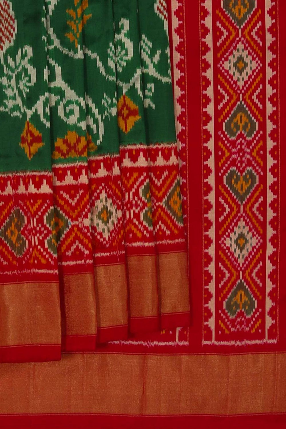 Pochampally Ikat Silk Green Saree