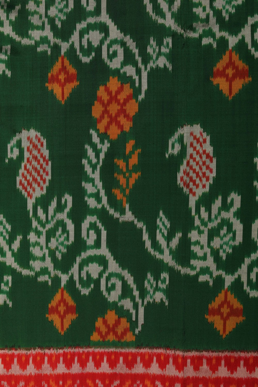 Pochampally Ikat Silk Green Saree