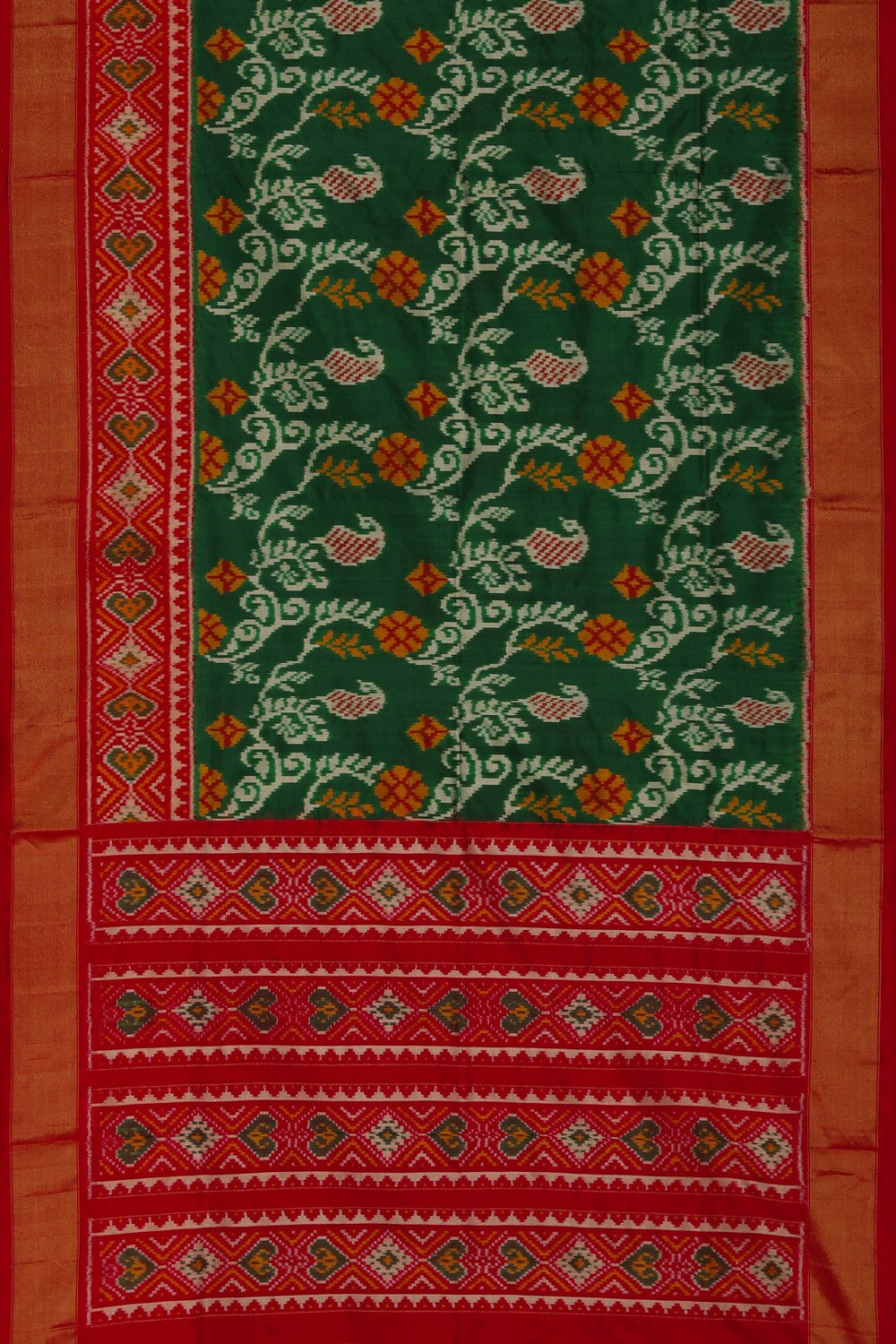 Image of Pochampally Ikat Silk Green Saree