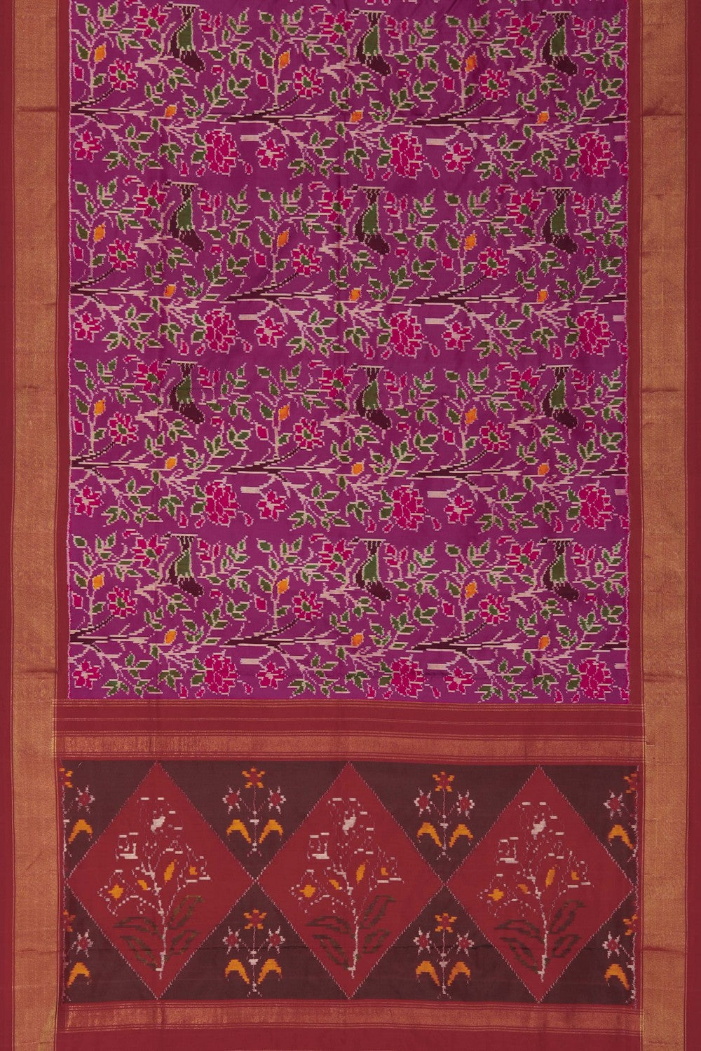 Image of Pochampally Ikat Silk Pink Saree