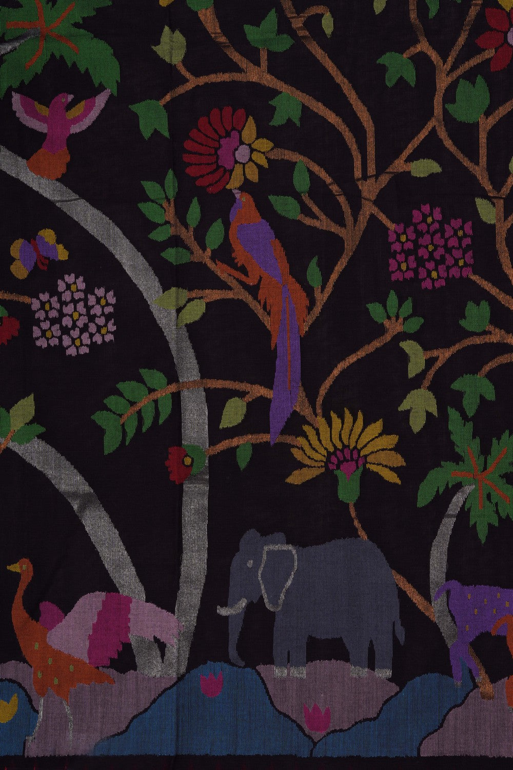 Image of Uppada Cotton Black Saree