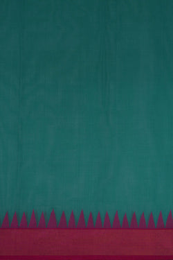 Image of Uppada Cotton Teal Green Saree