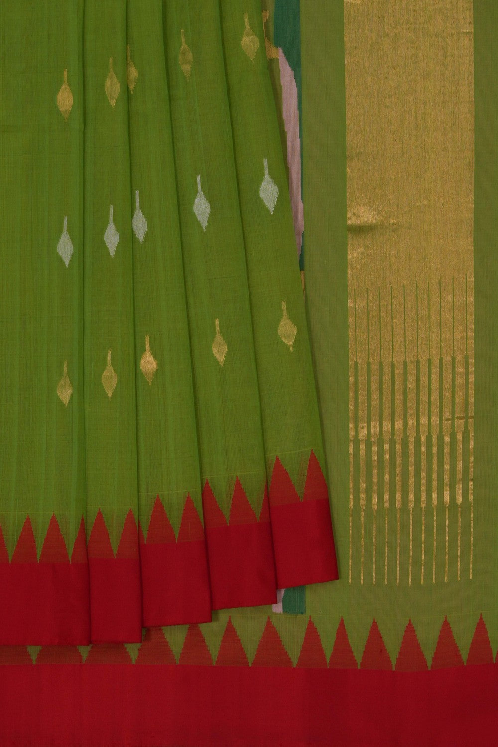 Image of Uppada Cotton Green Saree