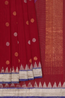 Image of Uppada Cotton Red Saree