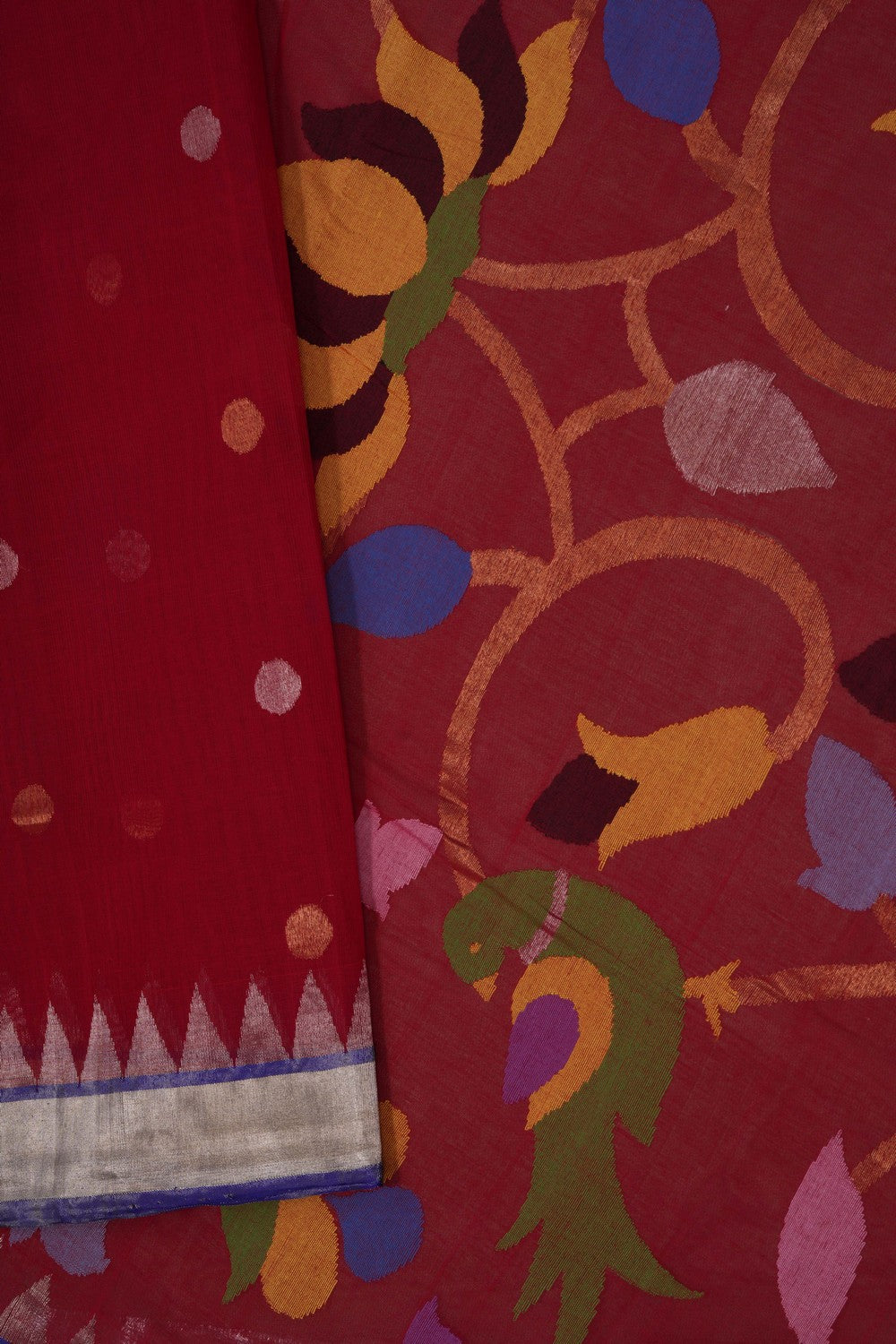 Image of Uppada Cotton Red Saree