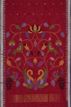 Image of Uppada Cotton Red Saree
