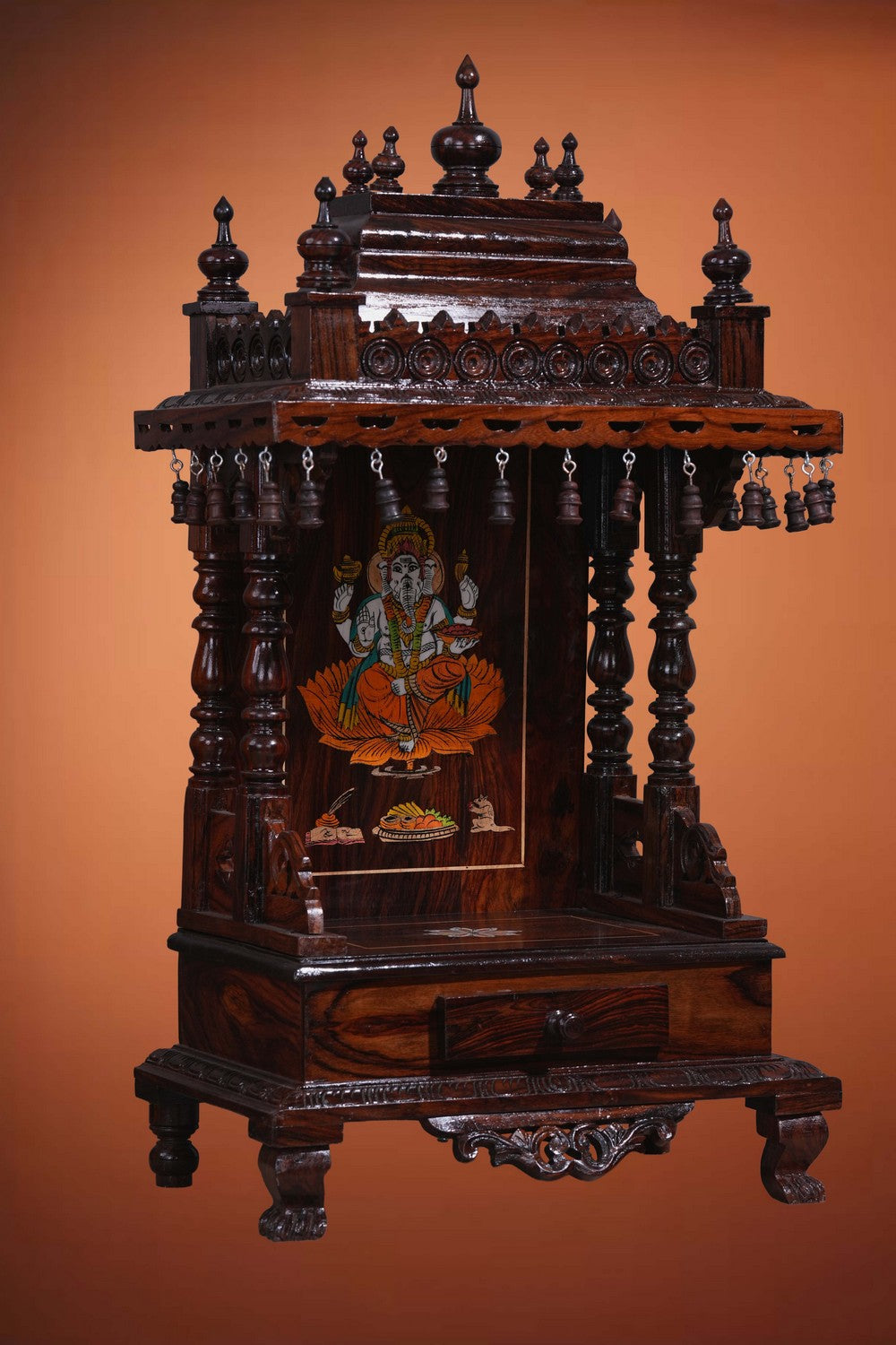 Image of Pooja Temple in Rosewood With Ganesha Inlay