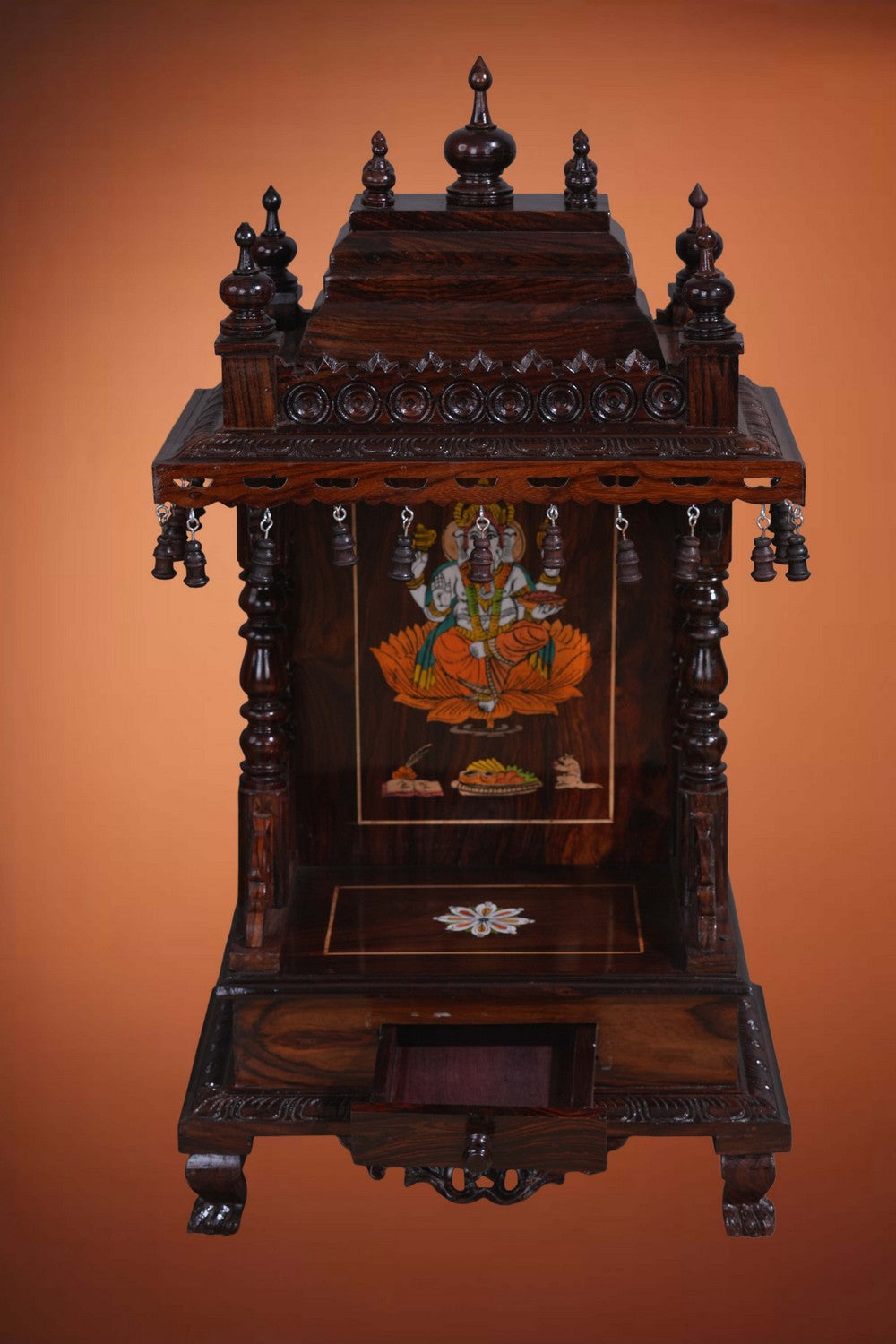 Image of Pooja Temple in Rosewood With Ganesha Inlay