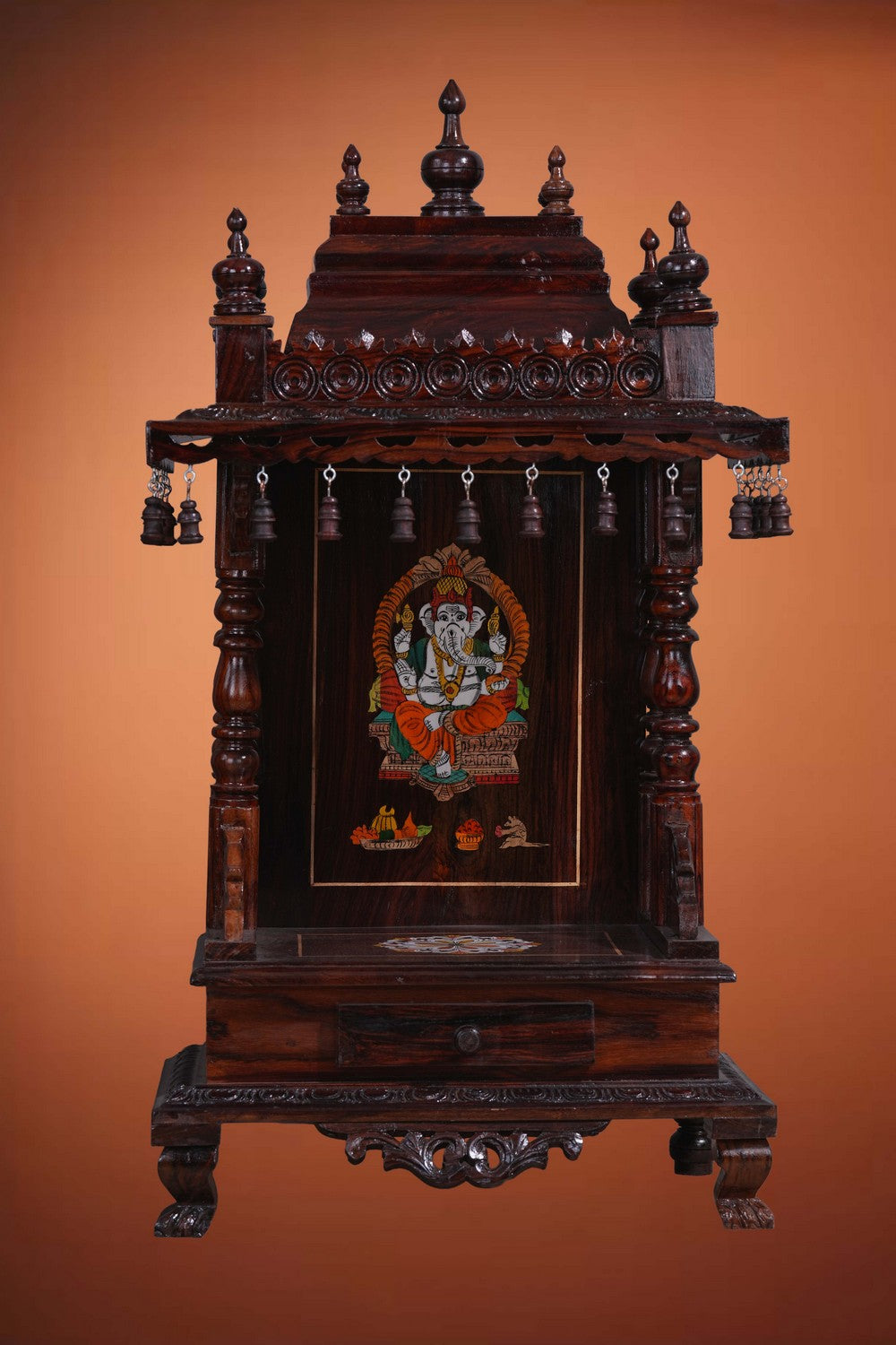 Image of Pooja Temple in Rosewood With Ganesha Inlay