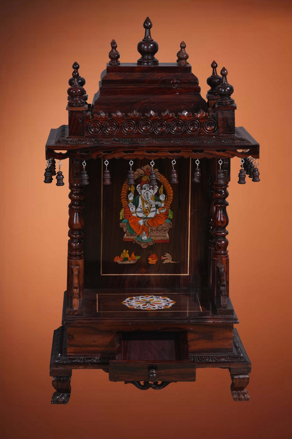 Image of Pooja Temple in Rosewood With Ganesha Inlay