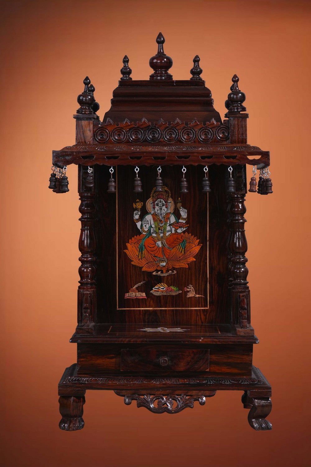 Image of Pooja Temple in Rosewood With Ganesha Inlay