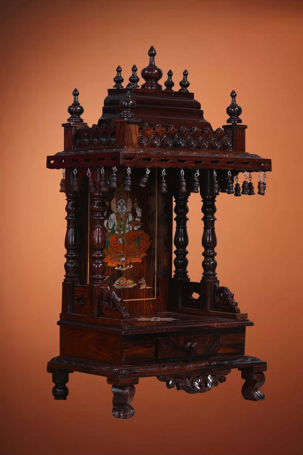Image of Pooja Temple in Rosewood With Ganesha Inlay