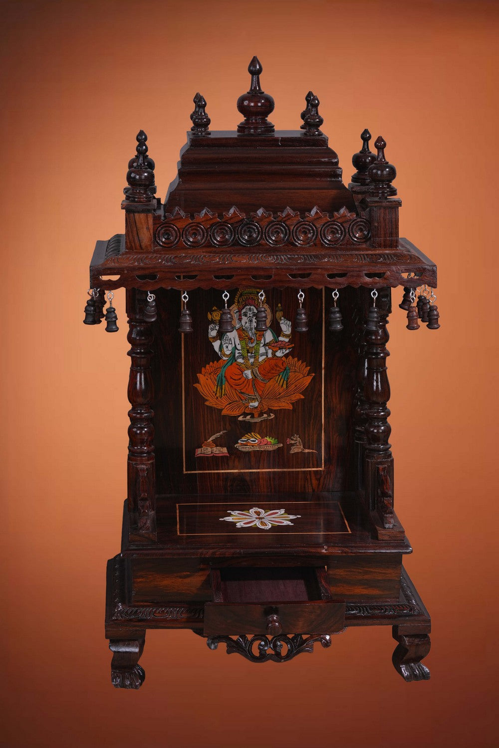 Image of Pooja Temple in Rosewood With Ganesha Inlay