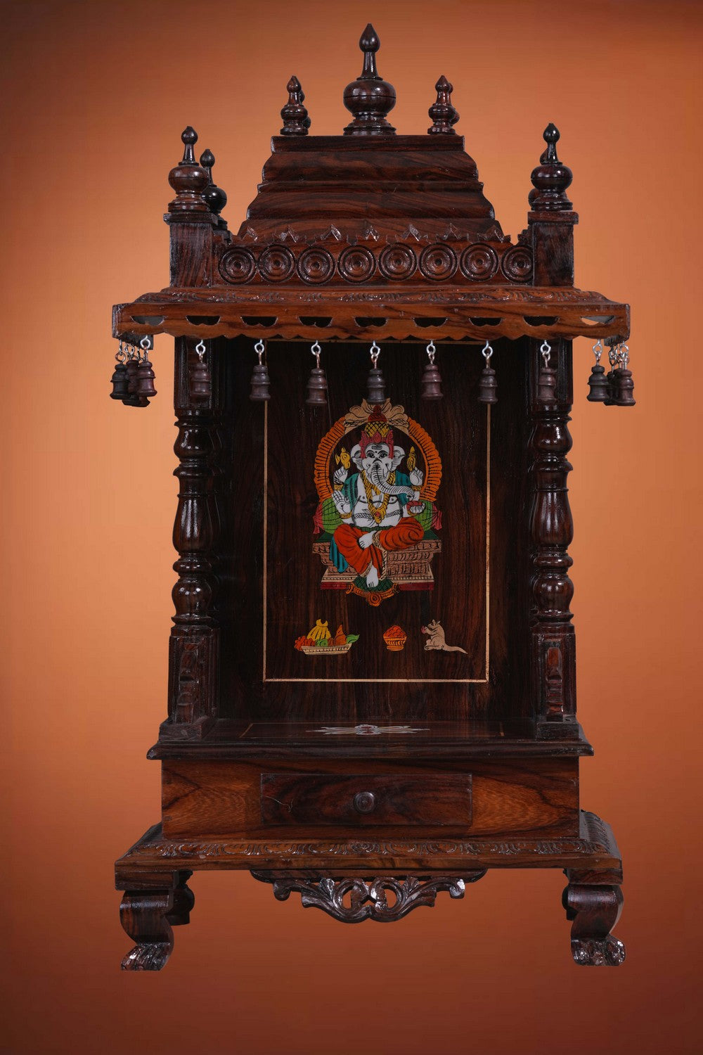 Image of Pooja Temple in Rosewood With Ganesha Inlay