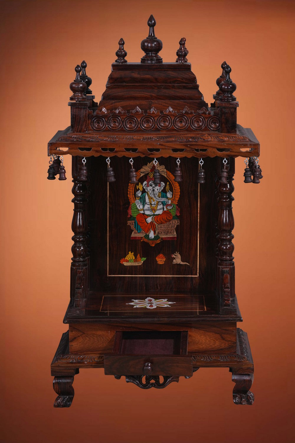 Image of Pooja Temple in Rosewood With Ganesha Inlay