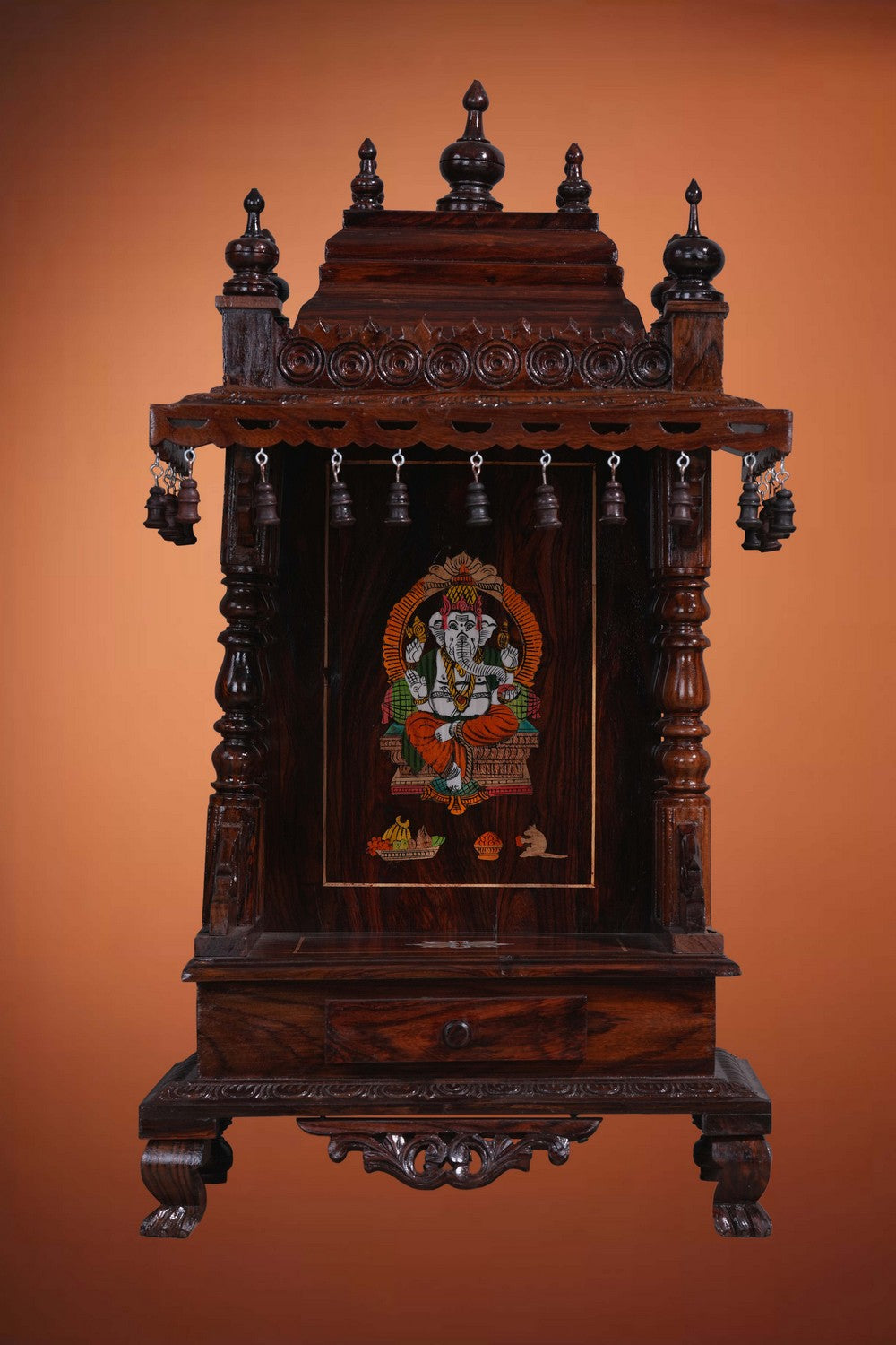 Image of Pooja Temple in Rosewood With Ganesha Inlay