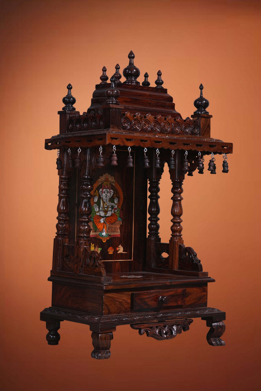 Image of Pooja Temple in Rosewood With Ganesha Inlay
