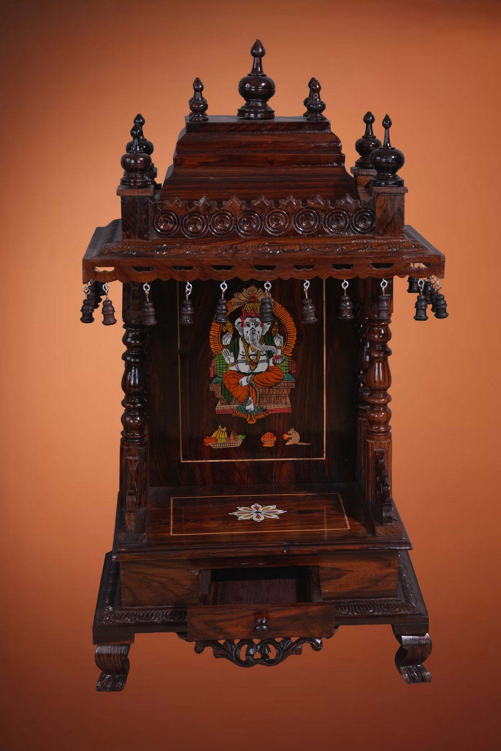 Image of Pooja Temple in Rosewood With Ganesha Inlay