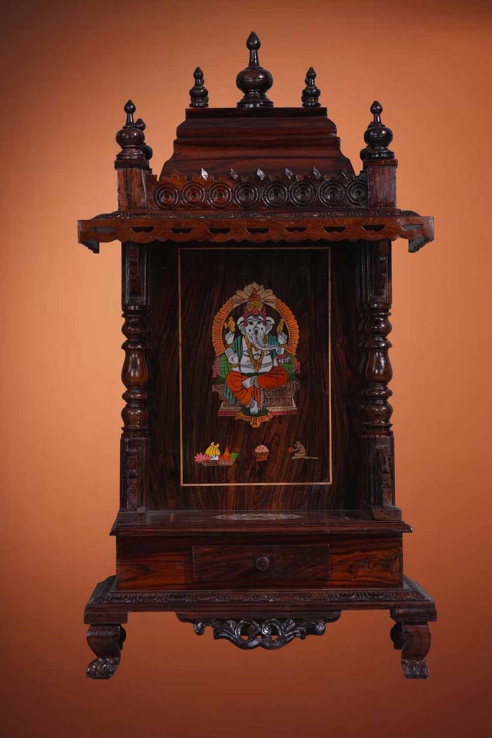 Image of Pooja Temple in Rosewood With Ganesha Inlay