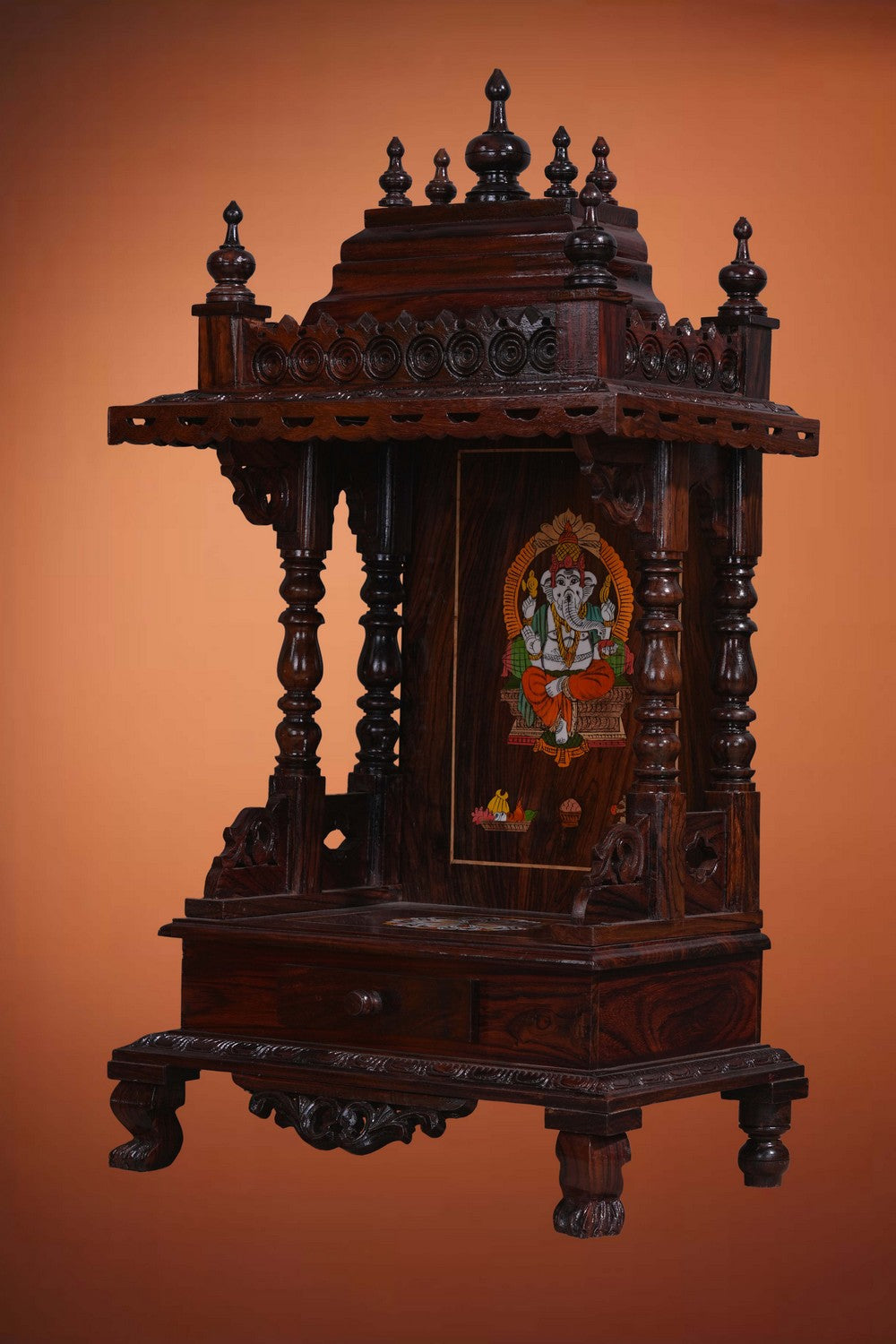 Image of Pooja Temple in Rosewood With Ganesha Inlay