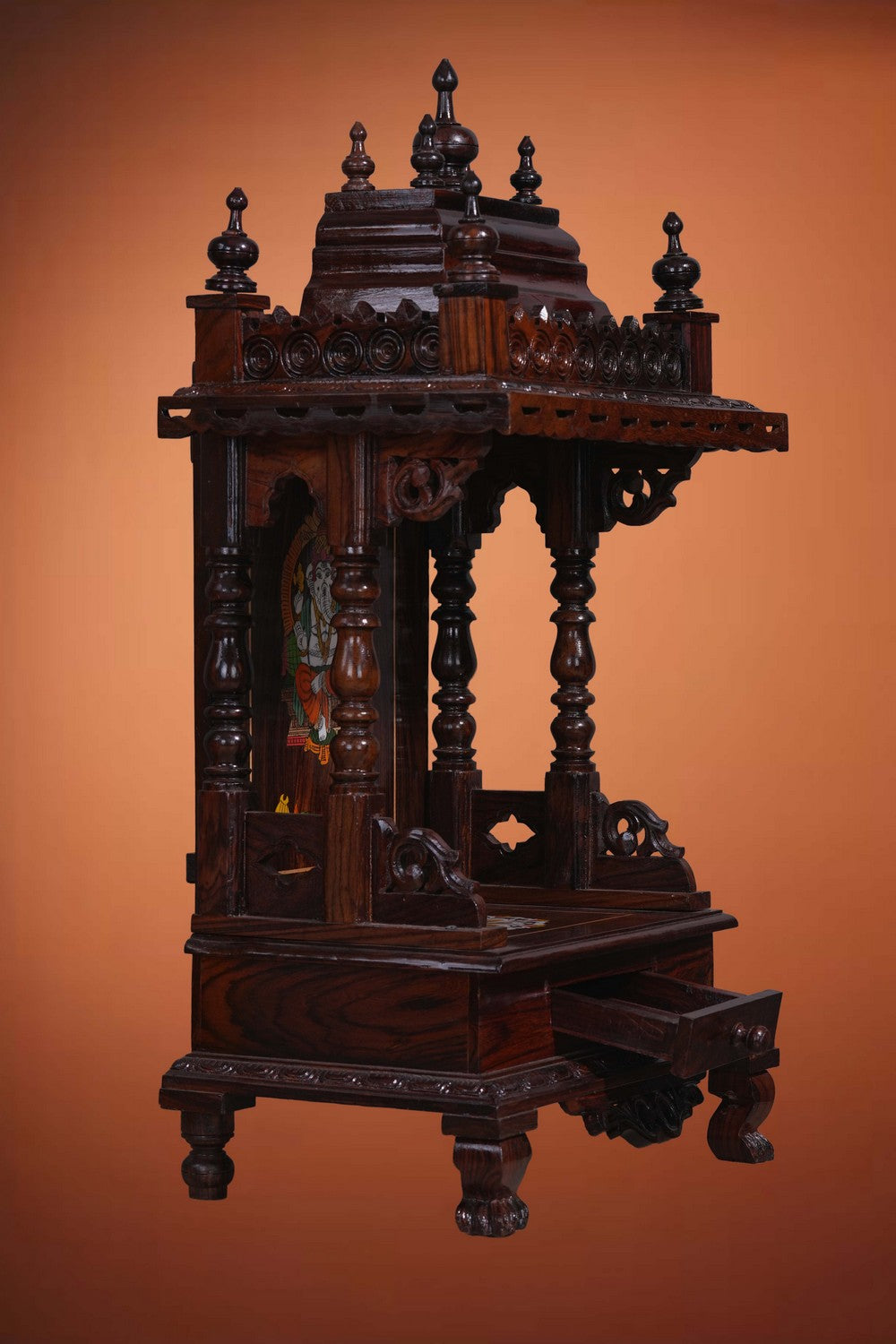 Image of Pooja Temple in Rosewood With Ganesha Inlay