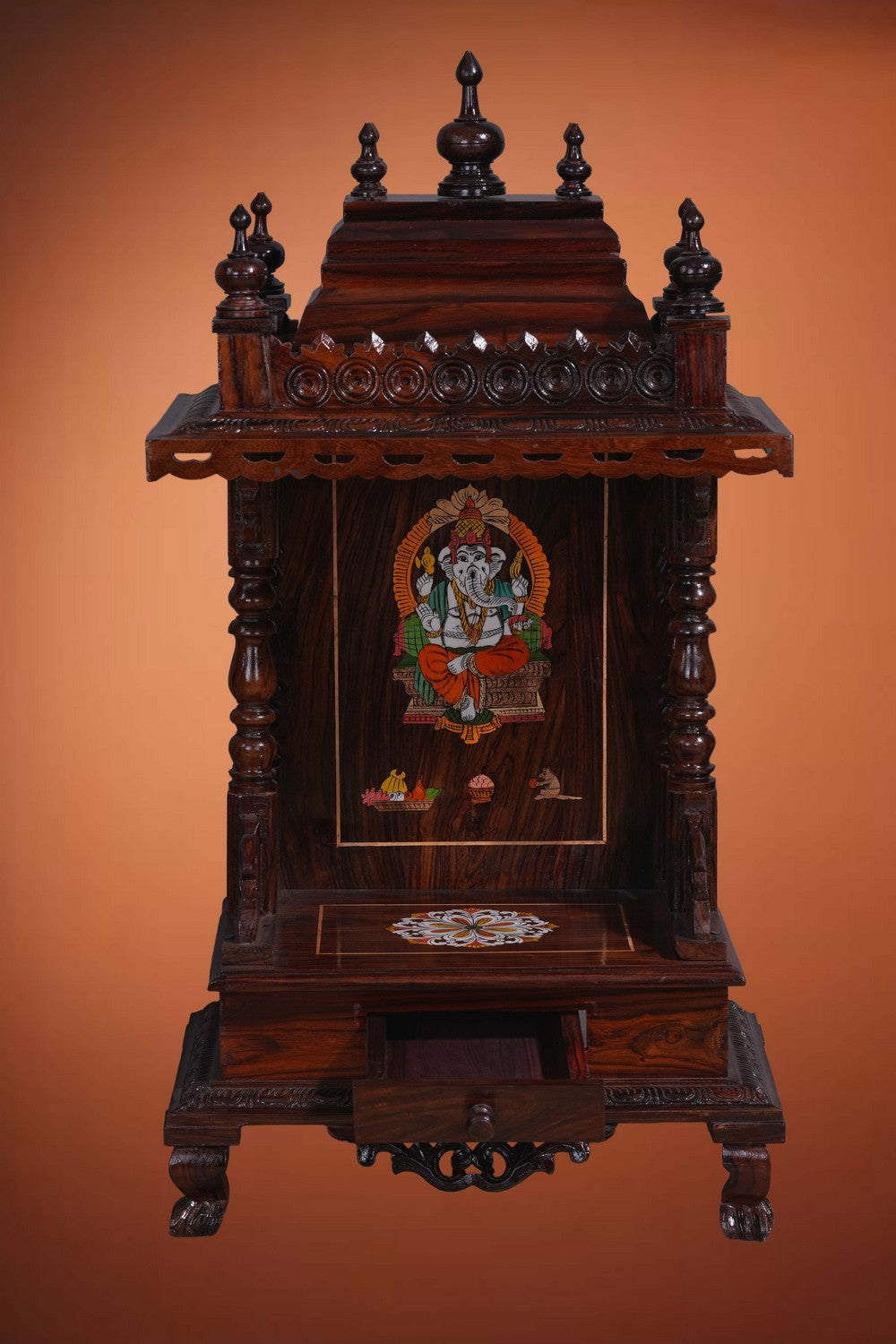 Image of Pooja Temple in Rosewood With Ganesha Inlay