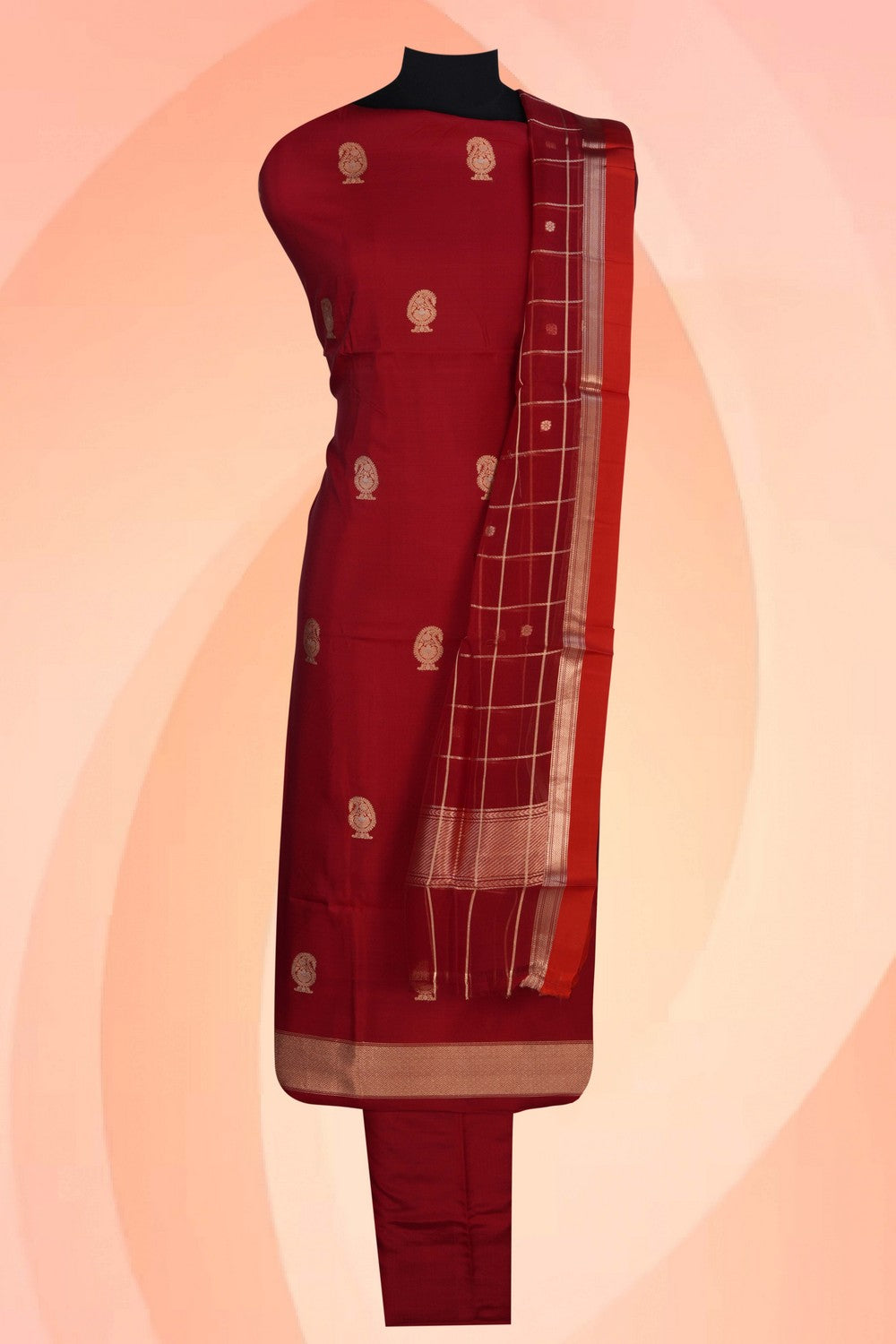 Banarasi Katan Silk Unstitched Suit (3 Pcs Set)