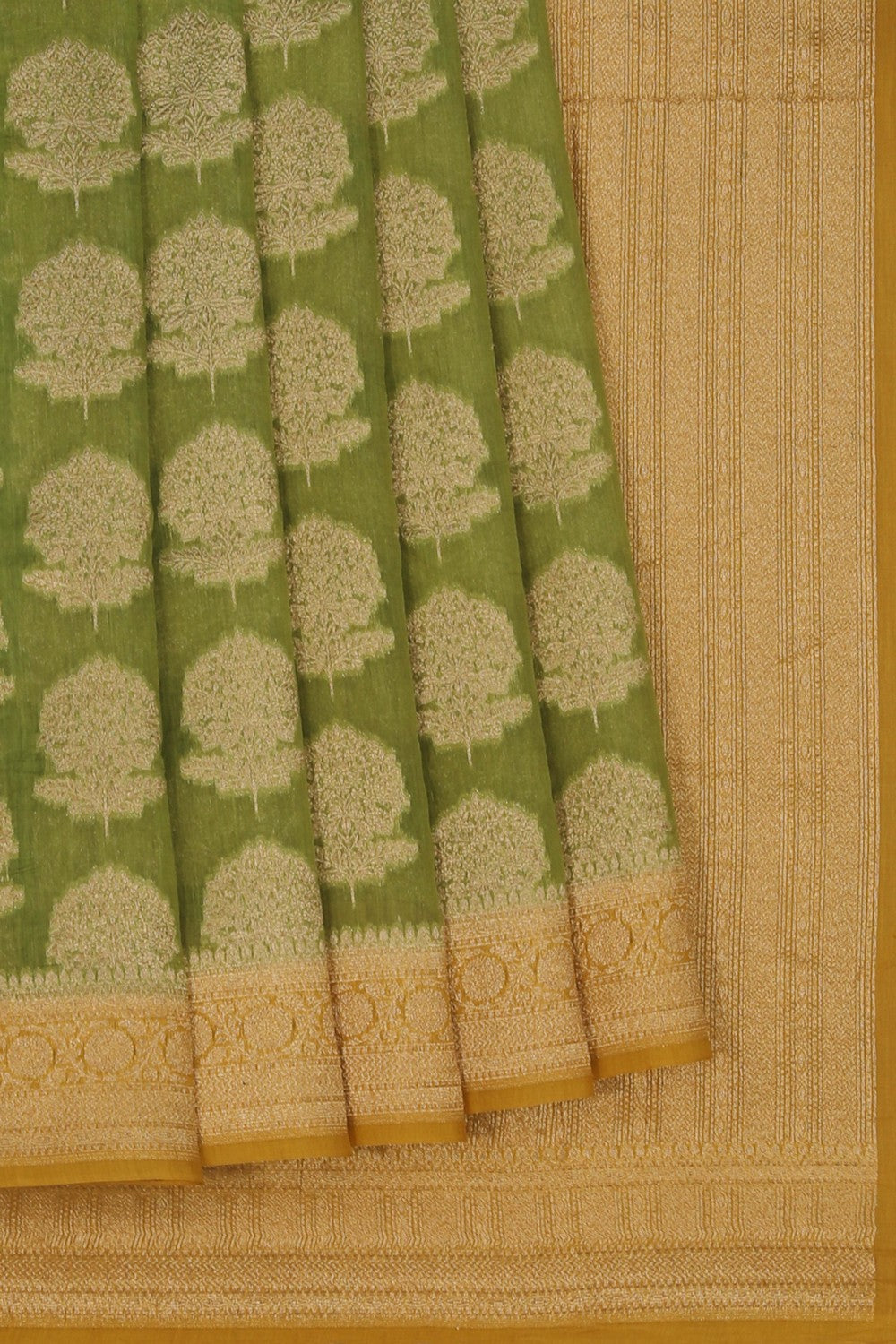 Image of Banarasi Cotton Silk Green Saree