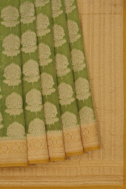 Image of Banarasi Cotton Silk Green Saree