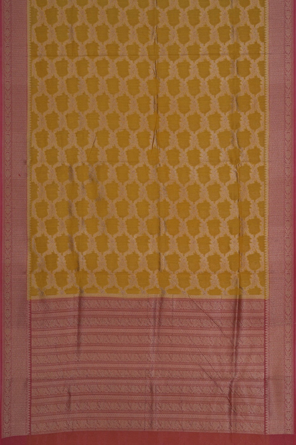 Image of Banarasi Cotton Silk Yellow Saree