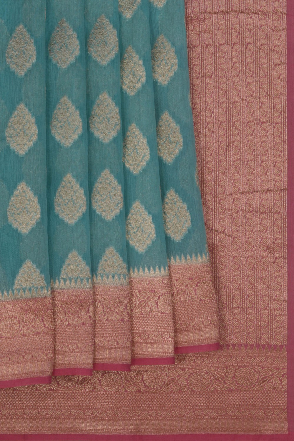 Image of Banarasi Cotton Silk Ice Blue Saree